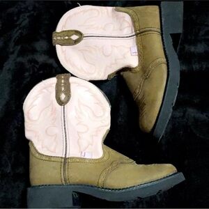 Justin Boots Brown and Pink Ankle Booties